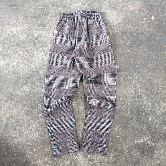 Vintage Wool Pants Womens 6 Gray Brown Plaid Tartan Cuffed Loose Waist 24 - Picture 3 of 7